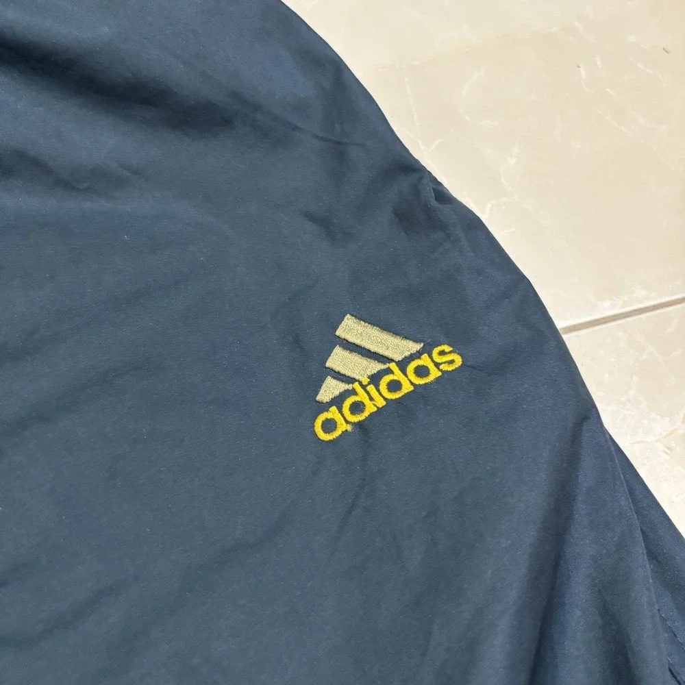 Vintage Adidas Track Pants Men's Large Blue Yellow Baggy Wide Leg Sweatpants Y2K